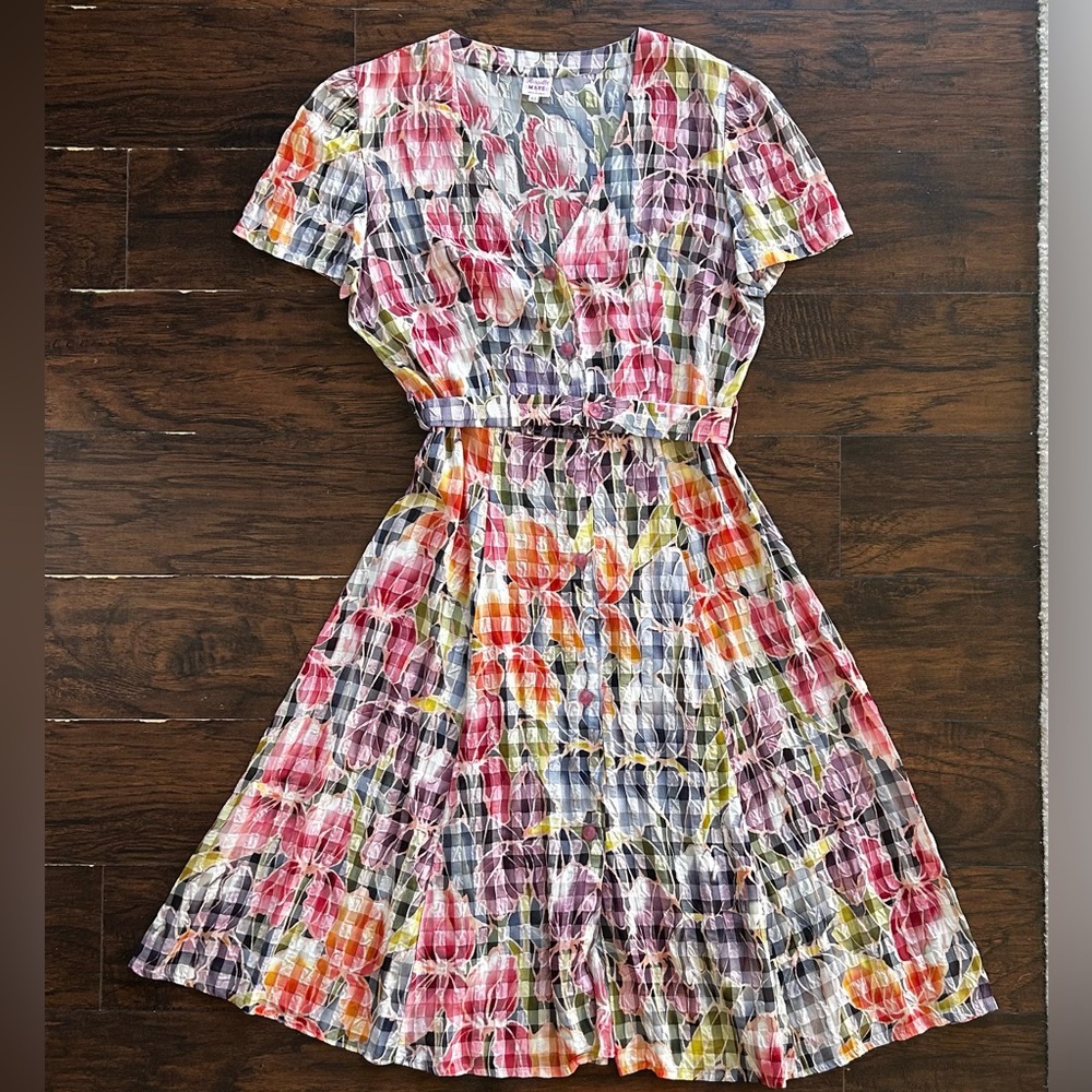 Vintage Plaid Floral Dress